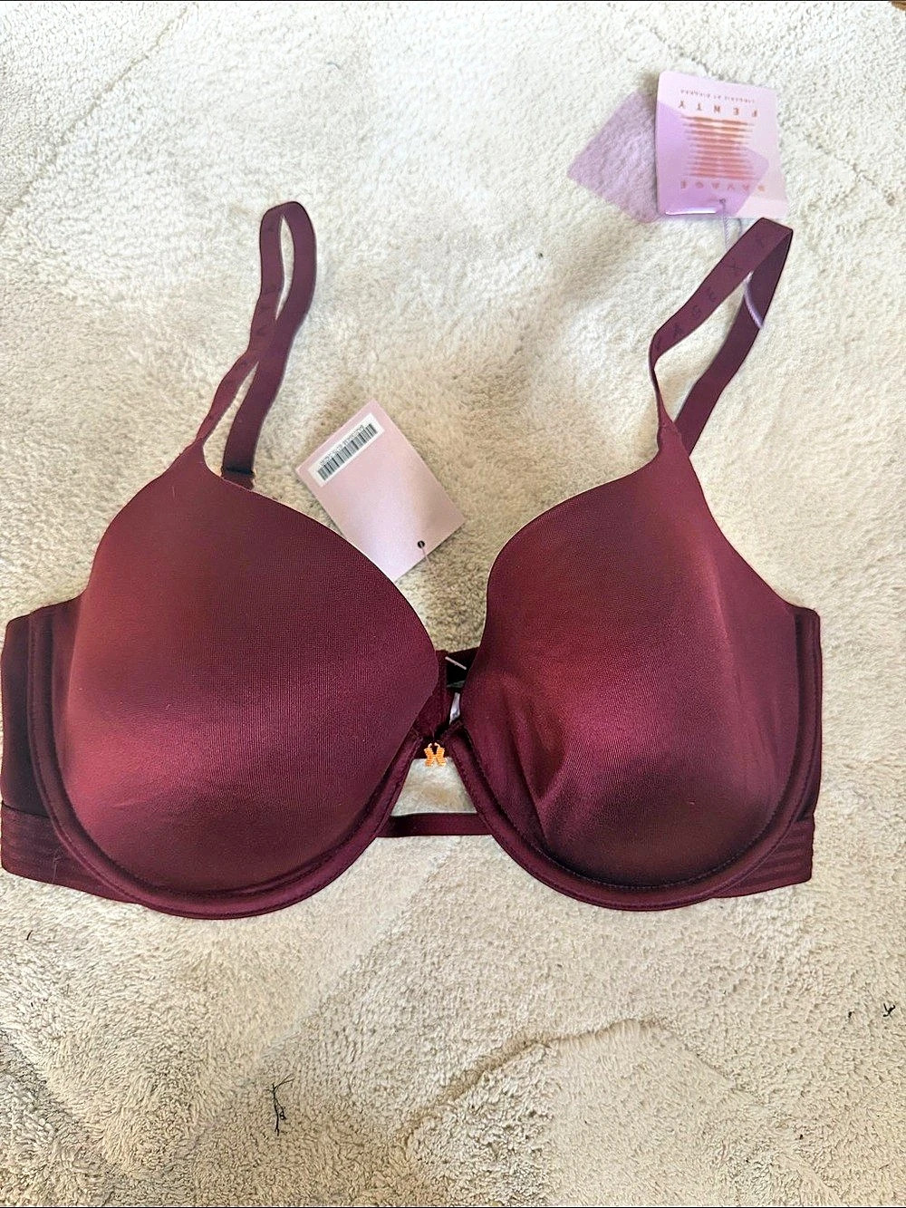 Savage X Fenty Core Microfiber T-Shirt Bra Burgundy 34DD